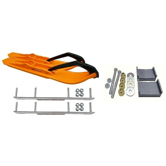 C&A Pro Orange XCS Snowmobile Skis w/ 6" Shaper Bars Complete Kit Ski-Doo S-Chassis DSA