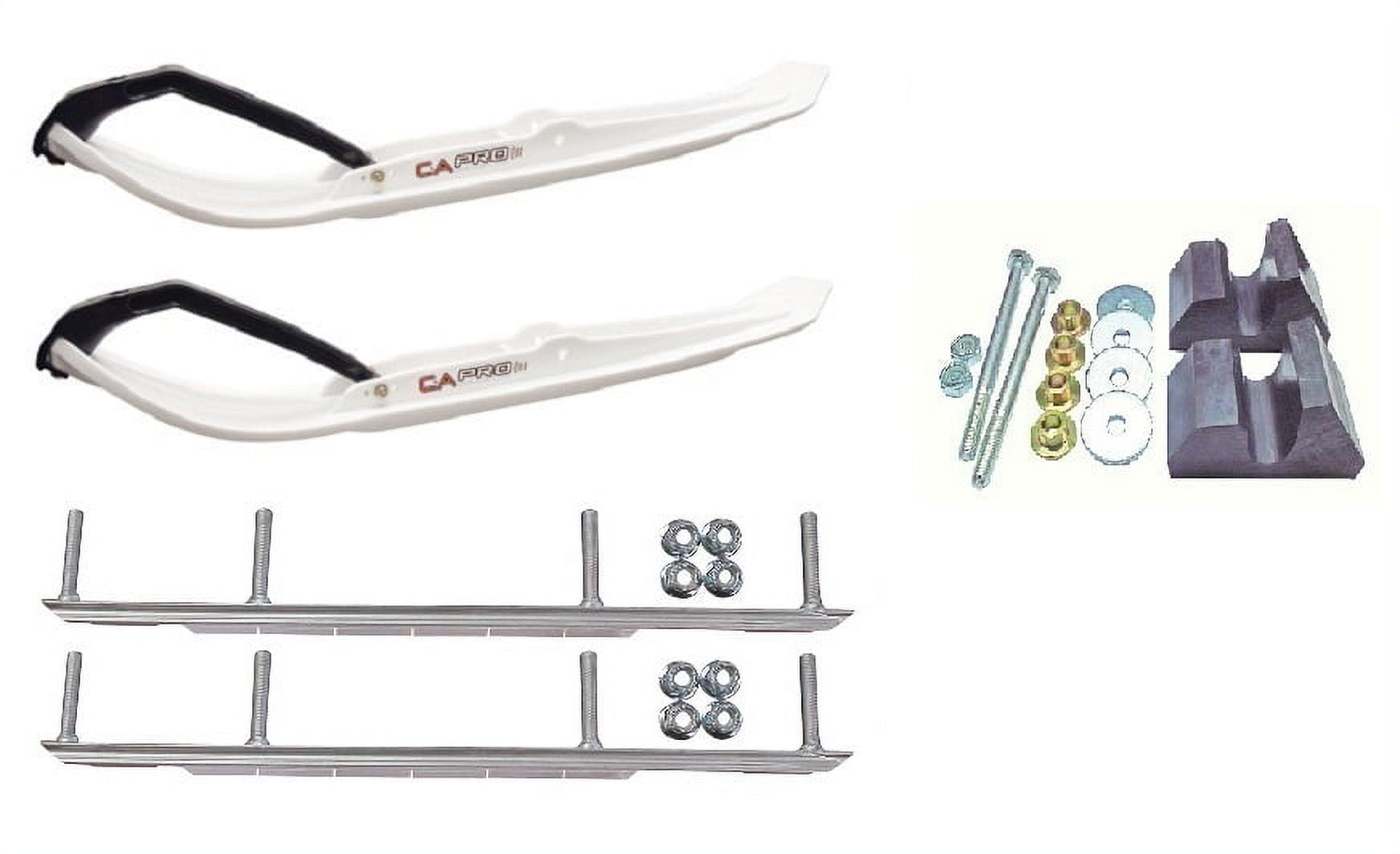 C&A Pro White MTX Snowmobile Skis w/ 9" Shaper Bars Complete Kit Yamaha