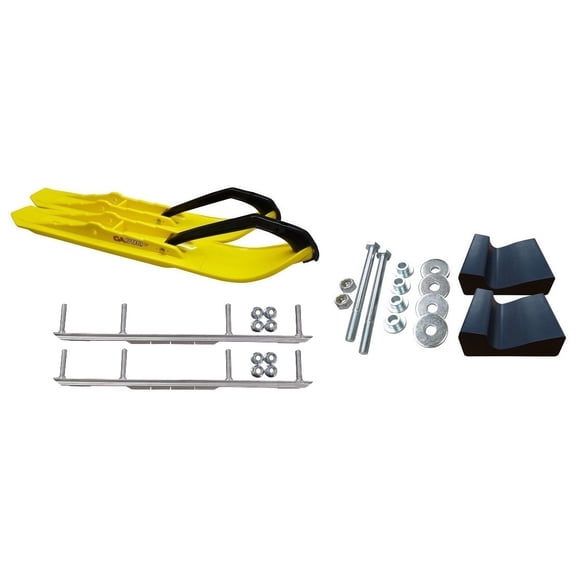 C&A Pro Yellow XCS Snowmobile Skis w/ 6" Shaper Bars Complete Kit 2017-2020 Ski-Do Summit 4th Gen Chassis