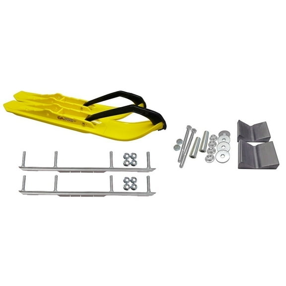 C&A Pro Yellow XCS Snowmobile Skis w/ 6" Shaper Bars Complete Kit Arctic Cat 2016+ Procross & Proclimb M Series