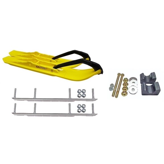 C&A Pro Yellow XCS Snowmobile Skis w/ 9" Shaper Bars Complete Kit Arctic Cat 2009 and Previous