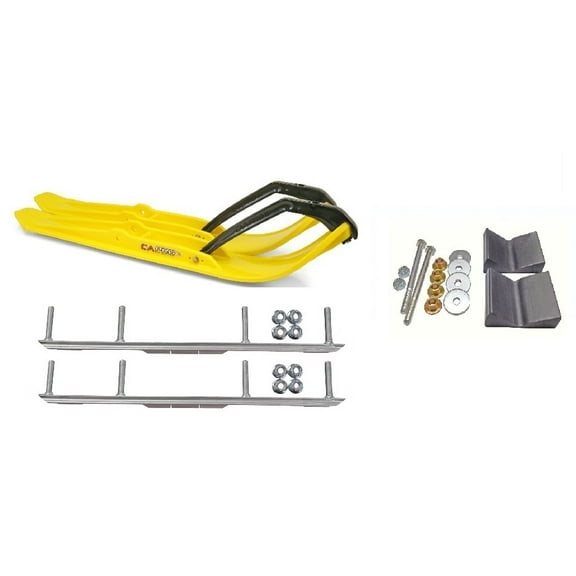 C&A Pro Yellow XPT Snowmobile Skis w/ 4.5" Shaper Bars Complete Kit Polaris Pro Ride Chassis Rush 2010-11