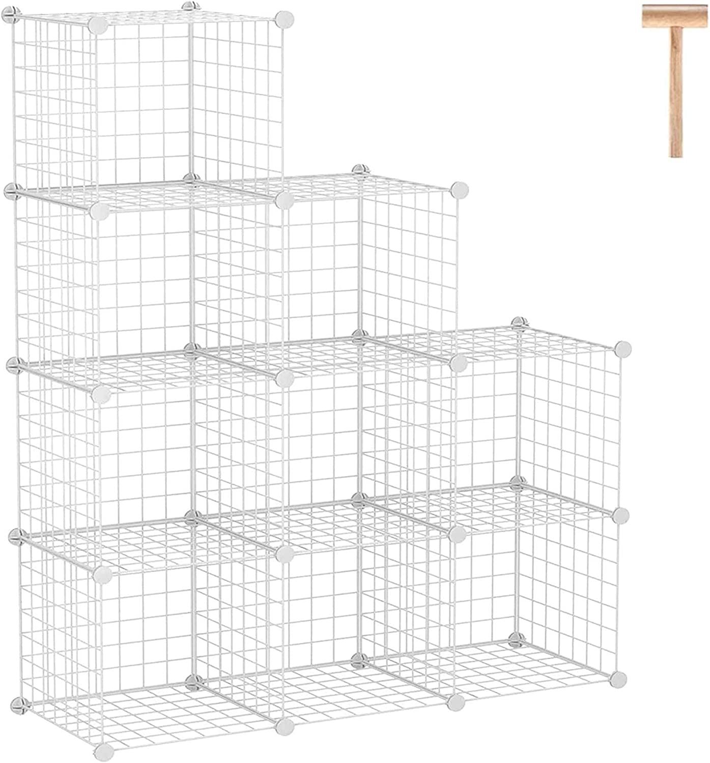 Wire Cube Storage, 9-Cube Organizer Metal, Wire C Grids Storage, Storage Bins Shelf, Modular Bookshelf, Closet Cabinet Ideal for Home, Living Room, of