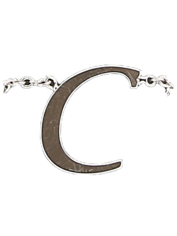 C - Adjustable Rhodium Plated Monogram Ring