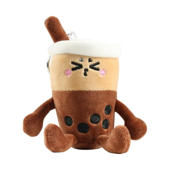 C Adorable Milk Tea Cup Plush Doll Mini Keychain Toy Creative Design Pocket Size Gift
