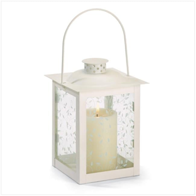 Ivory Vine Pattern Hanging Tabletop Candle Lantern Set
