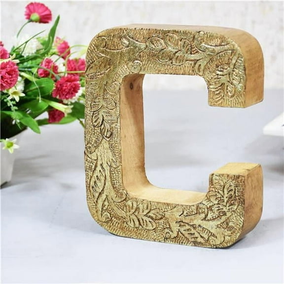 C Alphabet Handmade Letter Block Eco-Friendly Wall Decor, Natural Gold Foil