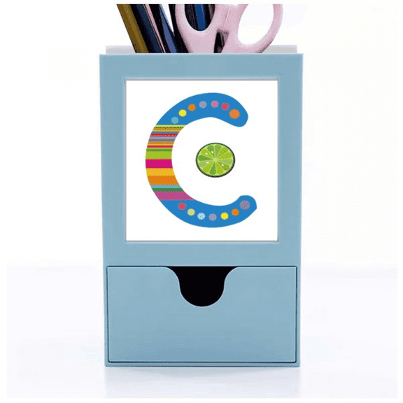 C Alphabet Orange Fruit Cute Pattern Desk Supplies Organizer Pen Holder Card