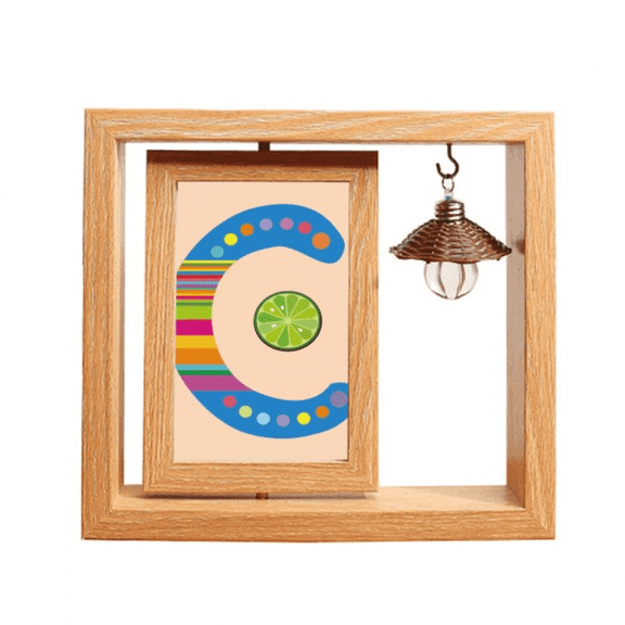 C Alphabet Orange Fruit Cute Pattern Wooden Rotating Picture Photo Frame 4x6