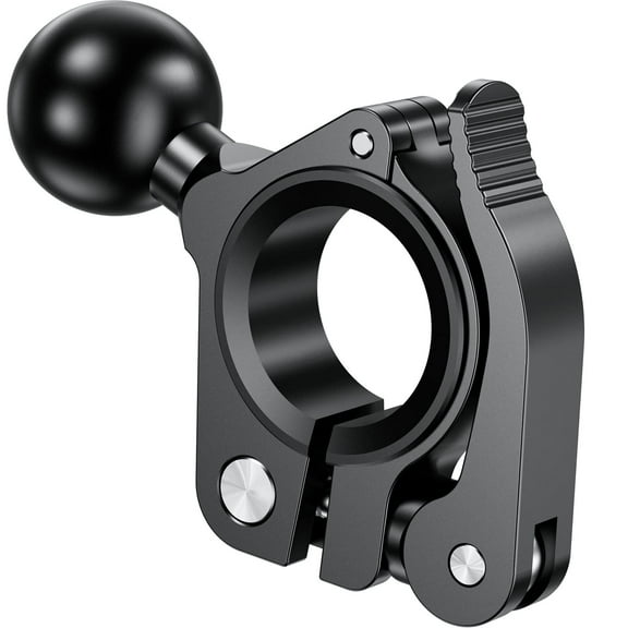 C Aluminum Alloy Handlebar Clamp Mount Base with 1'' TPU Ball for Rail Diameter 0.5'' 0.87'' 1'' 1.125'' 1.26'', Fit for RAM Mounts B Size 1 Inch Ball Double Socket Arm, Tool-Less Installation
