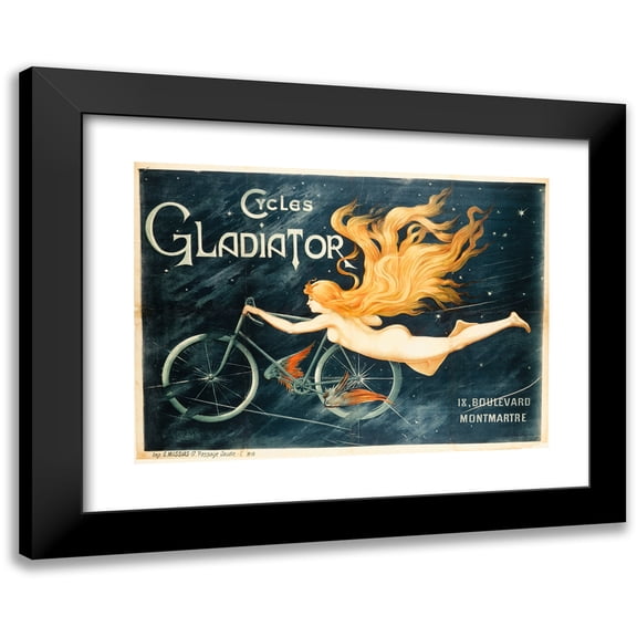 C.B. 24x18 Black Modern Framed Museum Art Print Titled - Cycles Gladiator (1890-1900)