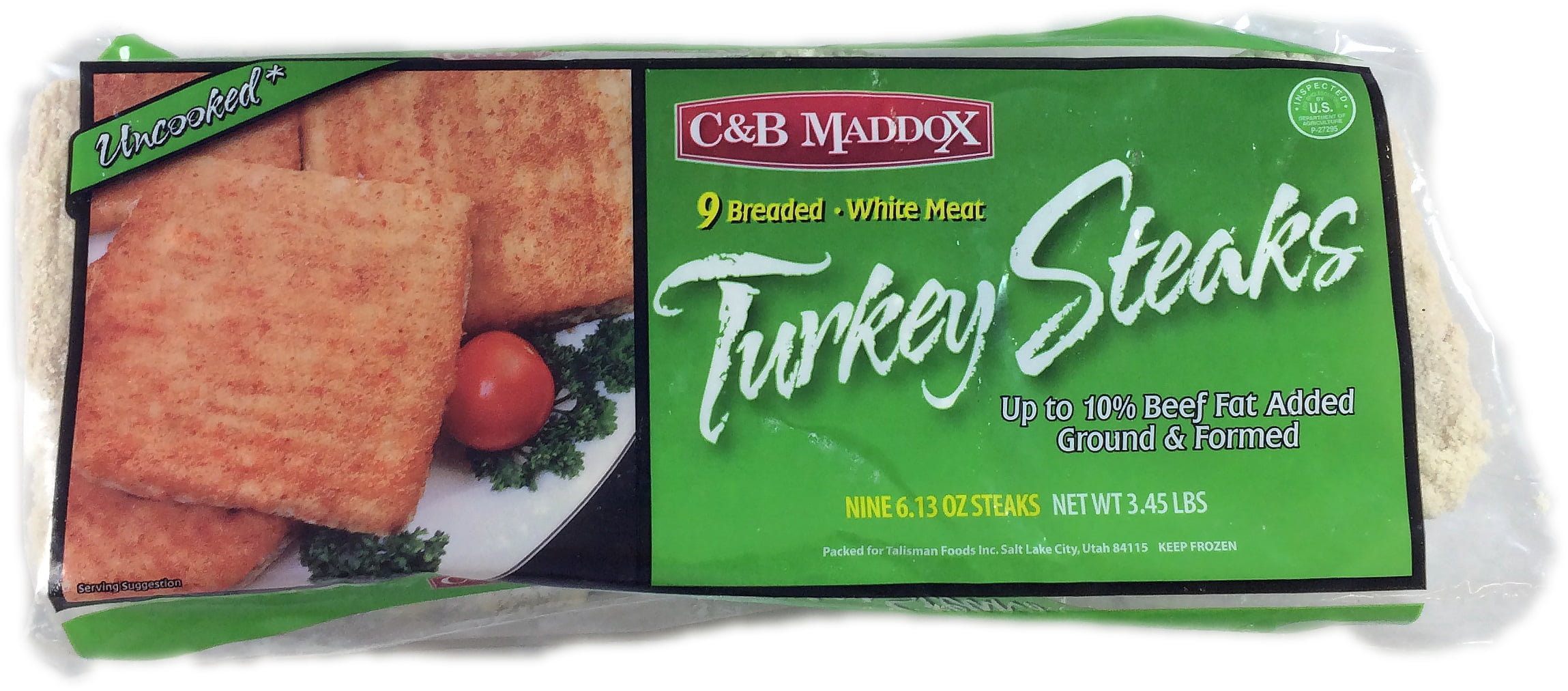 C & B Maddox, Turkey, Steaks (Patties), Uncooked 3.45 lb