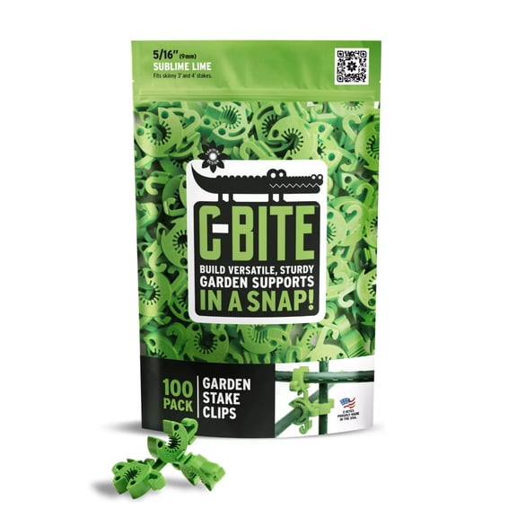 C-BITE Lime Green Stake Clips for 5/8 Garden Stakes
