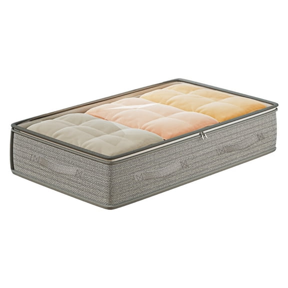 C Foldable Under Bed Storage Bag 39.37X19.68X9.84 Inch Organizer Box With Handle Sturdy Zipper For Blankets Clothes Quilts Transparent Window