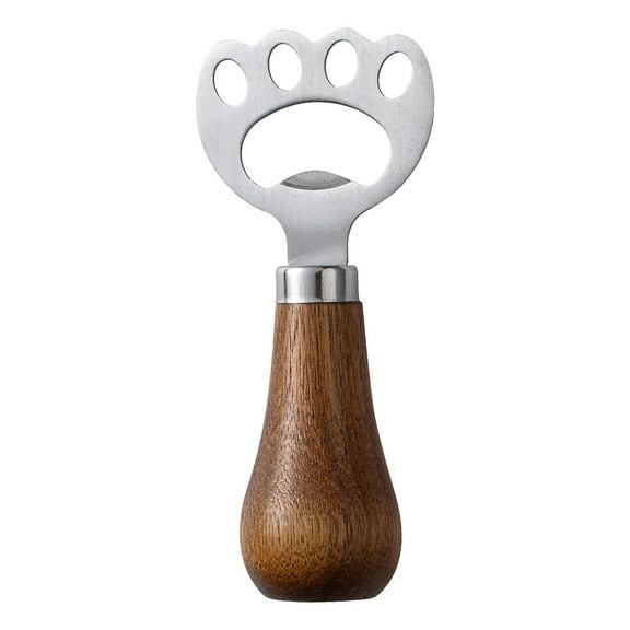 C Beer Bottle Opener, Solid Wood Handle, Stainless Steel Bar Tool With Vertical Pull Design And Ergonomic Grip For Home Bar, Kitchen Drawer And Restaurant