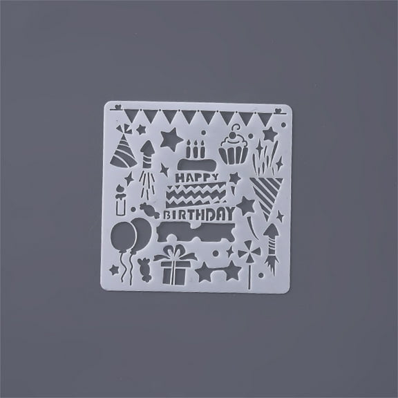 C Birthday Theme Stencil 6X6 Inch Plastic Painting Template For Explosion Box Diy Scrapbooking Album