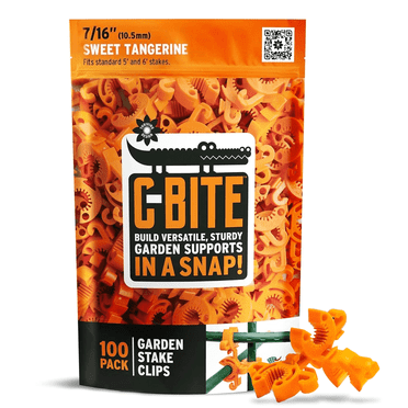 C-Bite Plant Support Clips - Tomato Cage Connectors for Trellis, Stake (Tangerine Orange - 100 Pack)