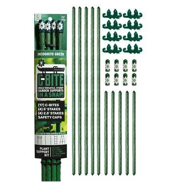 C-Bite 5-Foot Plant Support Kit | All You Need to Build A Cage, Trellis, Stake (Incognito Green)