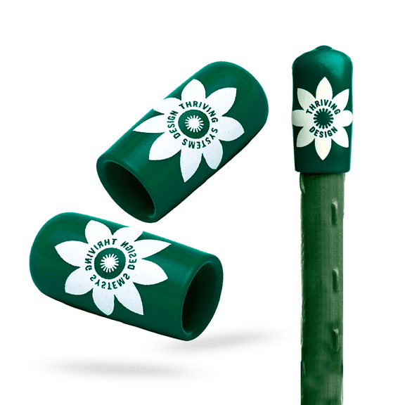 C-Bite Garden Stake Safety Caps | Vinyl Protection Covers for Sharp Tips of Gardening Rods, 12 Pack (Incognito Green)