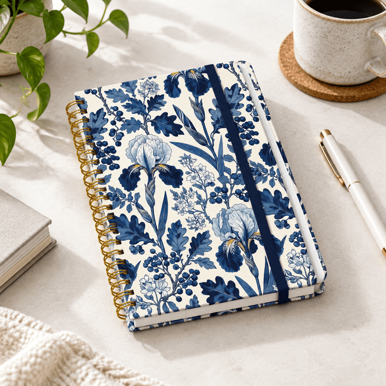 Journal Notebook Front C-Blue Heirloom Lined Spiral Journal Notebook A5 Hardcover 140 Pages ...