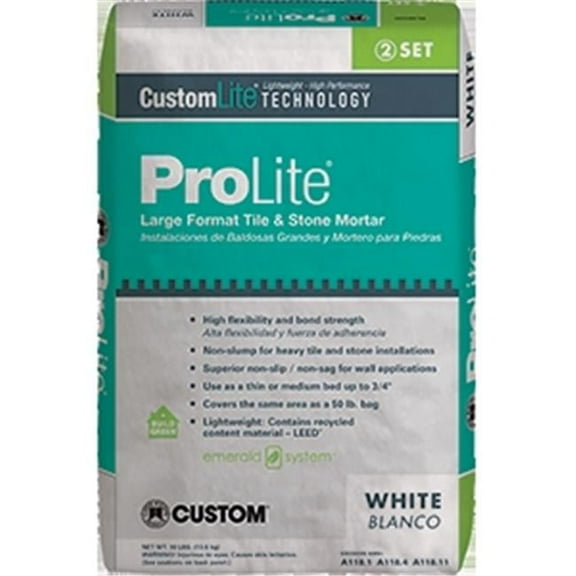 Custom Building Products Prolite Tile & Stone Mortar - White - 30 lbs Bag