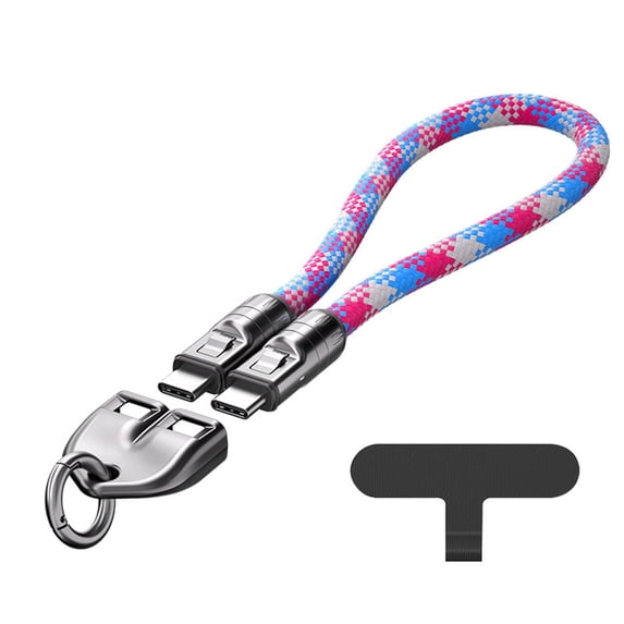 C To C 240W Charging Cable With Wearable Bracelet Design, 5A Fast Charging Usb-C Cable, 2-In-1 Fast Charging Data Cable And Phone Lanyard, 480 Mbps Data Transfer And Phone Charger 11.8"