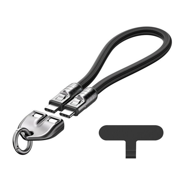 C To C 240W Charging Cable With Wearable Bracelet Design, 5A Fast Charging Usb-C Cable, 2-In-1 Fast Charging Data Cable And Phone Lanyard, 480 Mbps Data Transfer And Phone Charger 11.8"