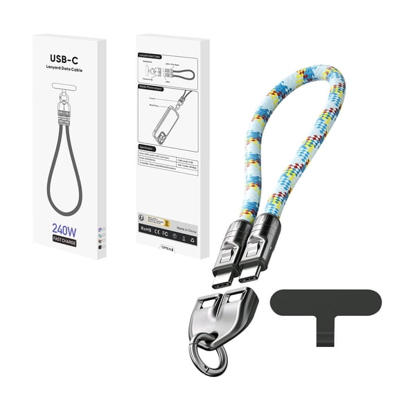 C To C 240W Charging Cable With Wearable Bracelet Design, 5A Fast Charging Usb-C Cable, 2-In-1 Fast Charging Data Cable And Phone Lanyard, 480 Mbps Data Transfer And Phone Charger 11.8" Home Decor