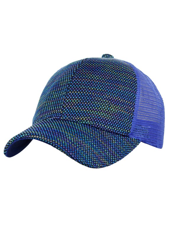 80's Multicolor Front Panel Mesh Back Adjustable Precurved Baseball Cap Hat, Royal