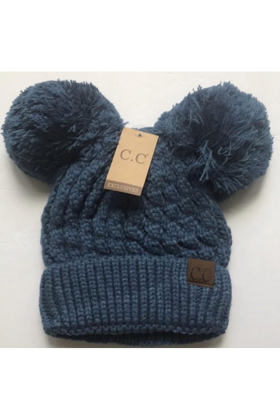 C.C Beanie Solid Winter Double Pom Pom Hat (HAT-60)