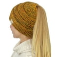 thumbnail image 1 of C.C BeanieTail Cotton Blend All Season Daily Messy High Bun Ponytail Beanie Hat, Confetti Mustard, 1 of 3