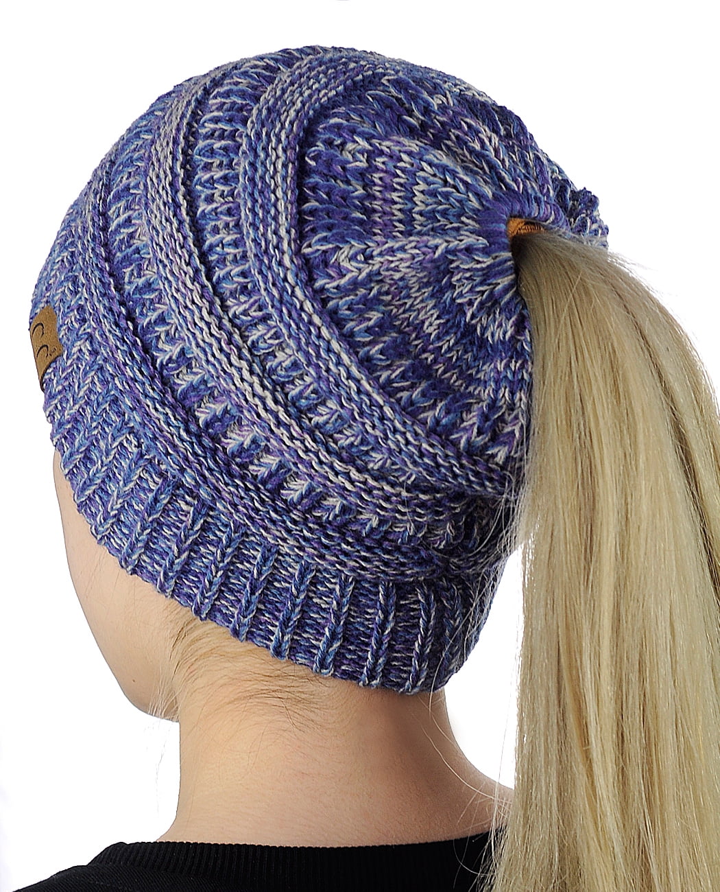 C.C BeanieTail Soft Stretch Cable Knit Messy High Bun  display picture 1
