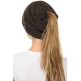 thumbnail image 1 of C.C BeanieTail Soft Stretch Cable Knit Messy High Bun Ponytail Beanie Hat Brown, 1 of 3