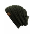 thumbnail image 1 of C.C Women's Thick Soft Knit Beanie Cap Hat High Bun Beanietail Ponytail Beanie Warm Chunky Soft Stretch Cable Knit Beanie Skully Olive, 1 of 2