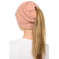 thumbnail image 1 of C.C BeanieTail Soft Stretch Cable Knit Messy High Bun Ponytail Beanie Hat Pink, 1 of 3