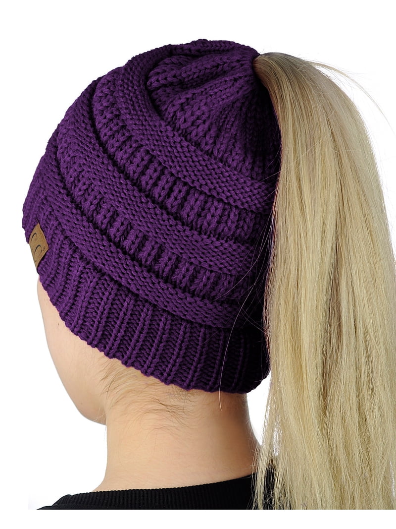 C.C BeanieTail Soft Stretch Cable Knit Messy High Bun  display picture 2