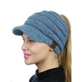 thumbnail image 1 of C.C BeanieTail Warm Knit Messy High Bun Ponytail Visor Beanie Cap, Confetti Denim, 1 of 4