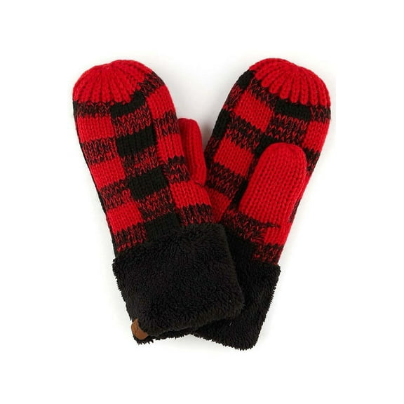 C.C Buffalo Check Knit Gloves Various Colors