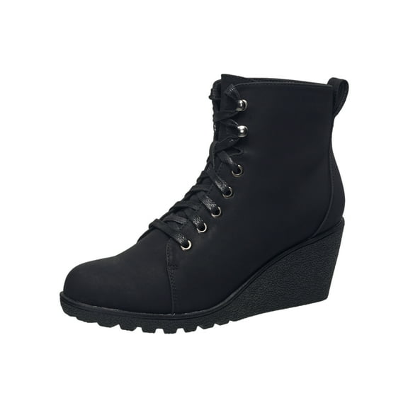 C&C California City Lug Sole Lace-Up Wedge Boot in Black Size 11
