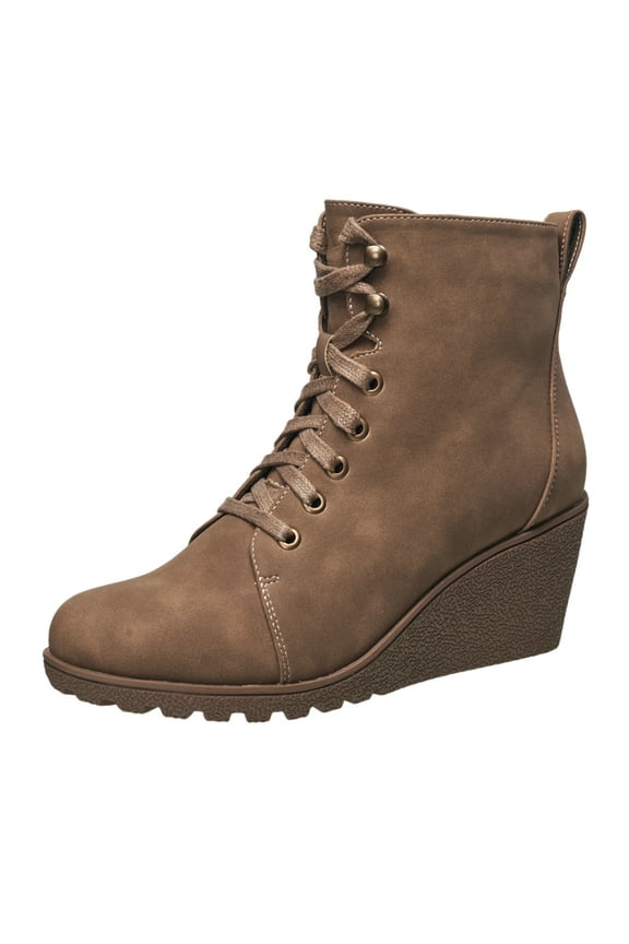 Women's City Lug Sole Lace-Up Wedge Boot