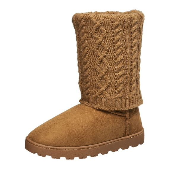 C&C California Women's Cozy Tall Knit Slipper Boots in Tan Size 9