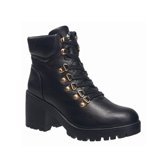 C & C California Womens Pixie Faux Leather Ankle Combat & Lace-up Boots