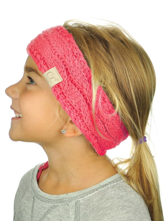 C.C Children's Kids' Winter Warm Cable Knit Fuzzy Lined Ear Warmer Headband