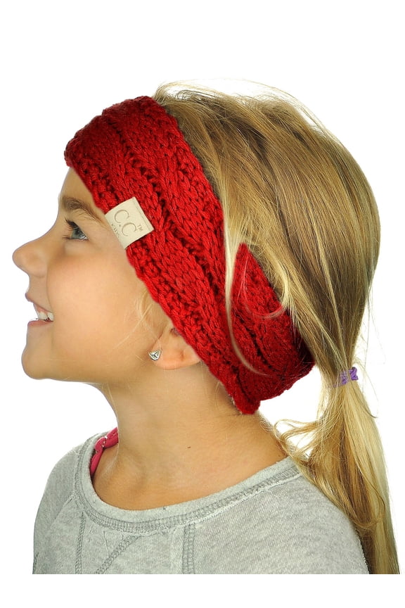 C.C Children's Kids' Winter Warm Cable Knit Fuzzy Lined Ear Warmer Headband