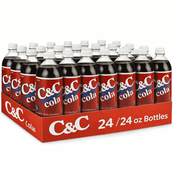 C&C Classic Cola Soda Soft Drink, 24 fl oz Plastic Bottles, 24 Pack