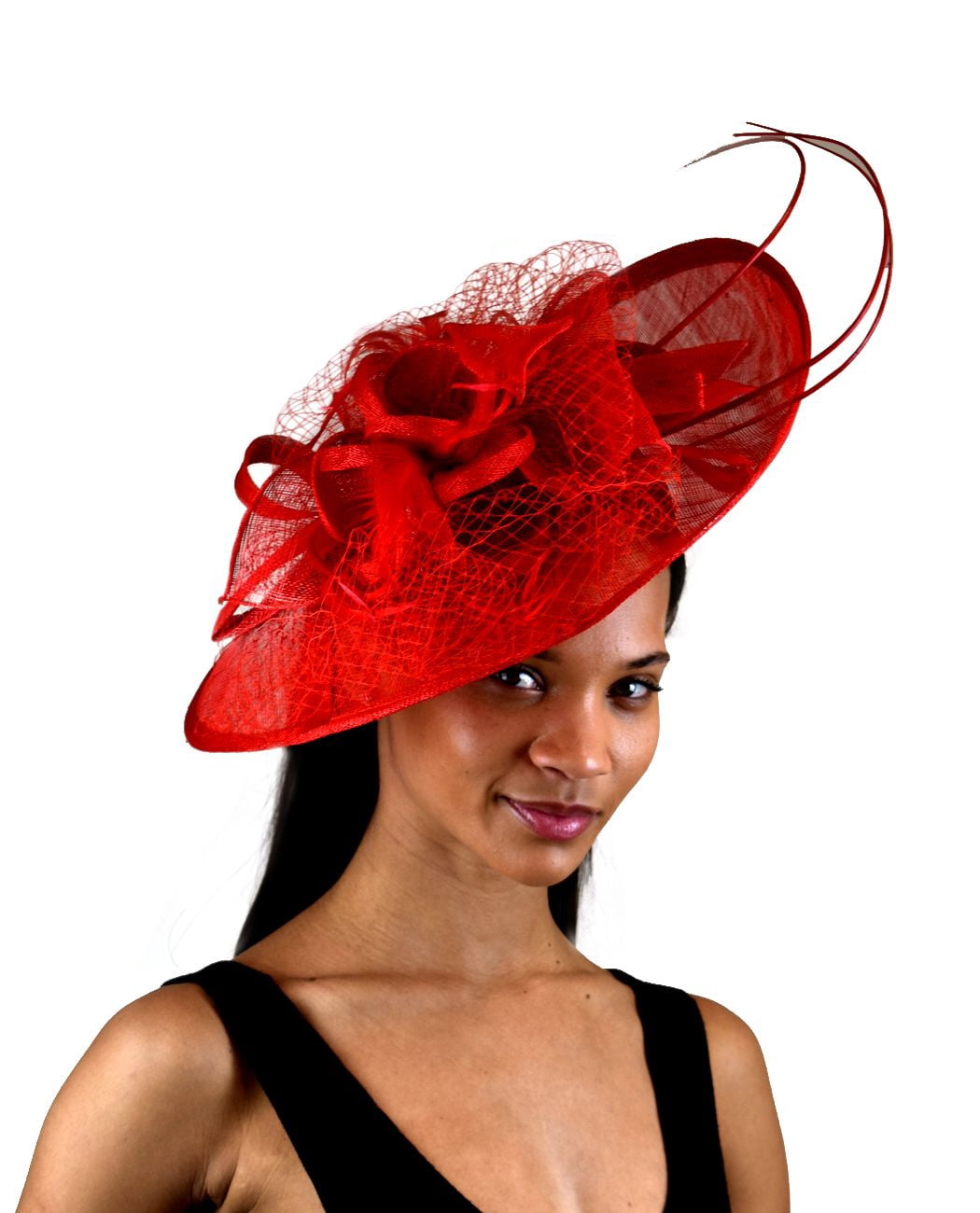 C.C Cocktail Fashion Sinamay Fascinator Hat Feather & Flower  display picture 3