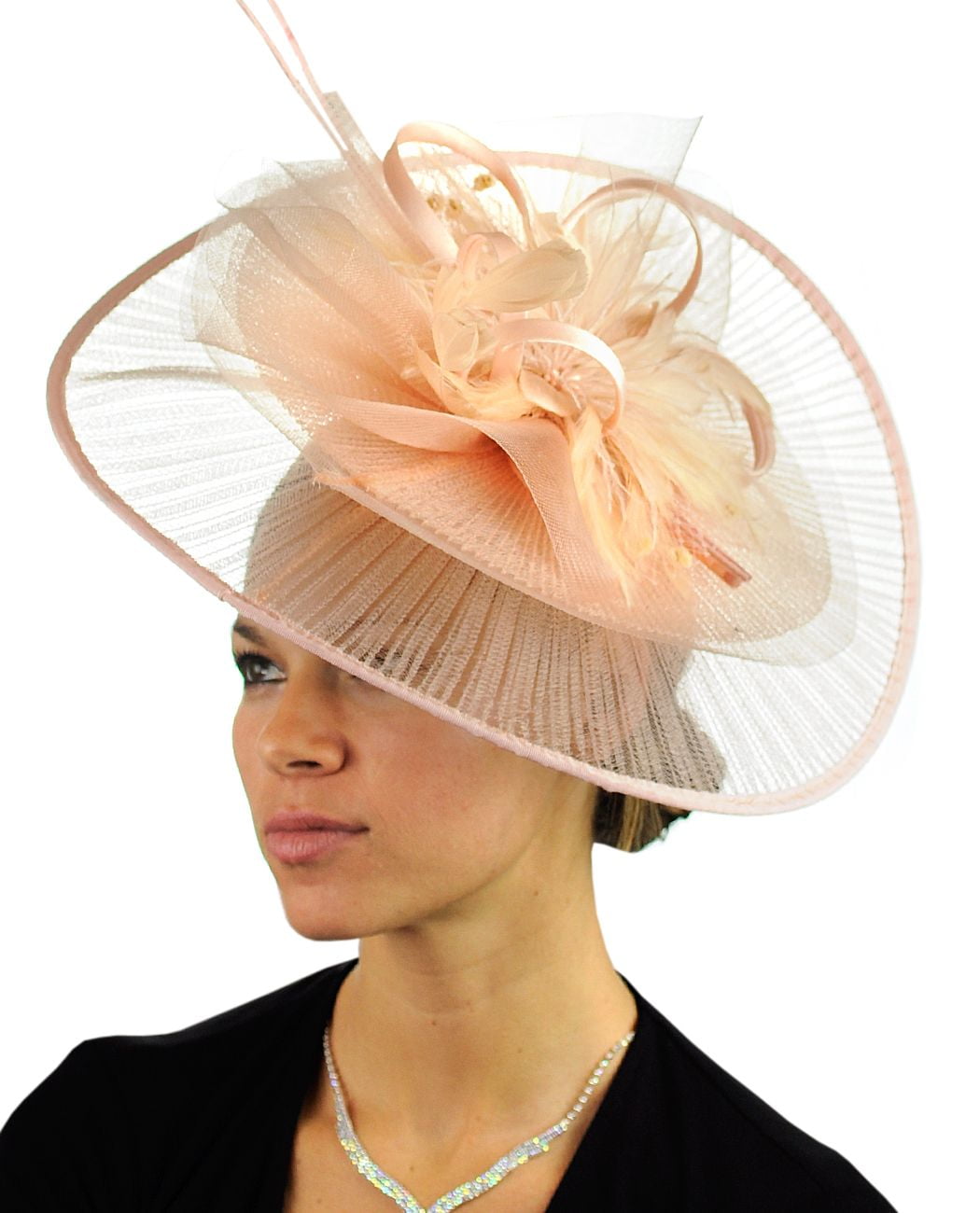 C.C Cocktail Sinamay Fascinator Headband Feather & Flower  display picture 2