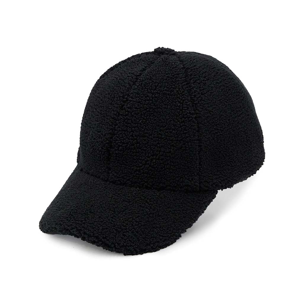 C.C Cozy Sherpa Baseball Cap, Black, 1 Count