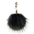thumbnail image 1 of C.C Enlarged Faux Fur Pom Pom Key Chain Key Ring Handbag Tote Accessory - Dark Gray, 1 of 3