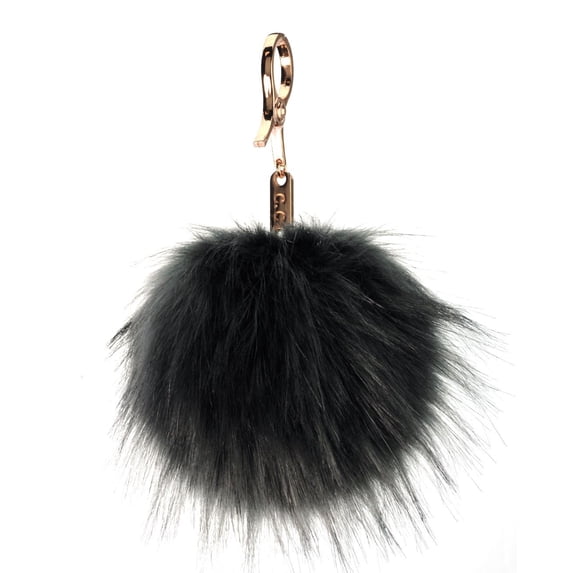 C.C Enlarged Faux Fur Pom Pom Key Chain Key Ring Handbag Tote Accessory - Dark Gray